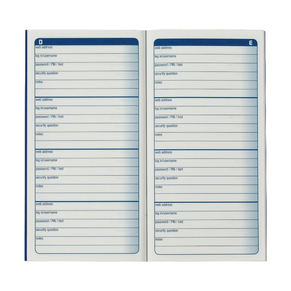 Adams 3 1/4" X 6 1/4" Password Journal