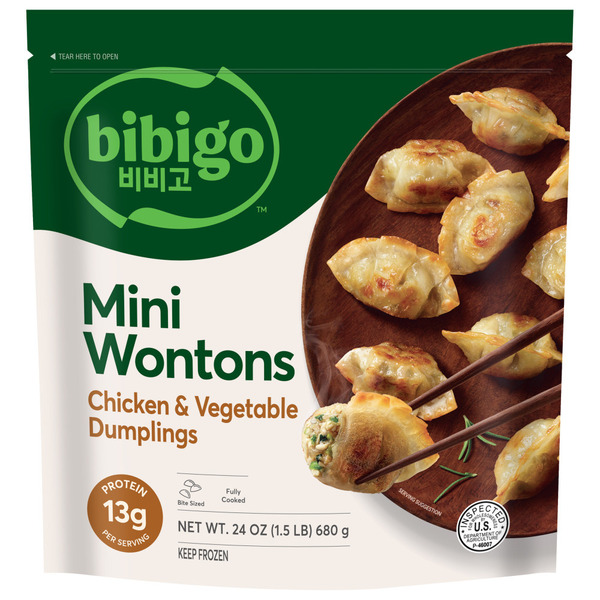 Bibigo Frozen Mini Wontons Chicken & Vegetable Dumplings Same-Day