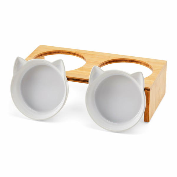 Every Yay Cat Head Double Diner Cat Bowl - 0.75 Cup Capacity