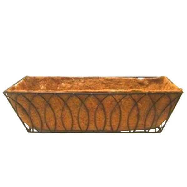 Pride Garden Products Devon 24 In. L X 7.8 In. W X 7.5 In. H 4 Qts. Black Outdoor Plastic Window Box With Aquasav Coconut Liner