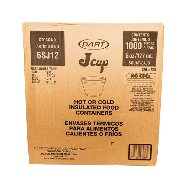 Dart - 6SJ12 - 6 oz Squat Foam Food Container - 1000 ct