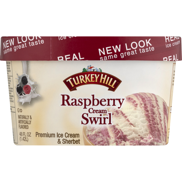 Turkey Hill Premium Ice Cream & Sherbet, Raspberry Cream Swirl (48 oz