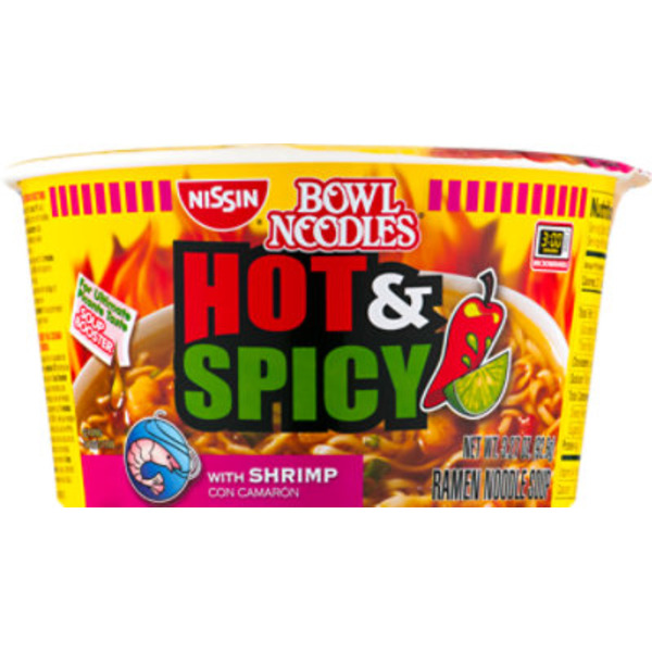 Nissin Hot & Spicy with Shrimp Ramen Noodle Soup