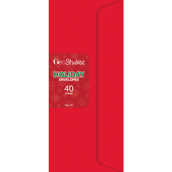 GE o Studios #10 Gummed Seal Envelopes - Red - 4-1/8” x 9-1/2”
