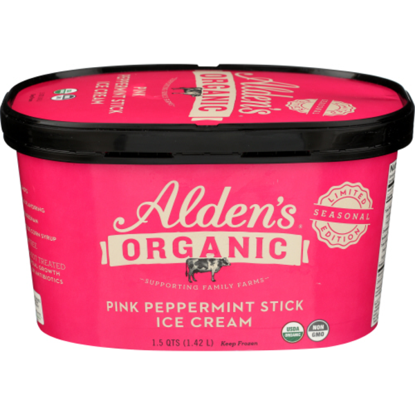 Alden's Organic Pink Peppermint Stick Ice Cream