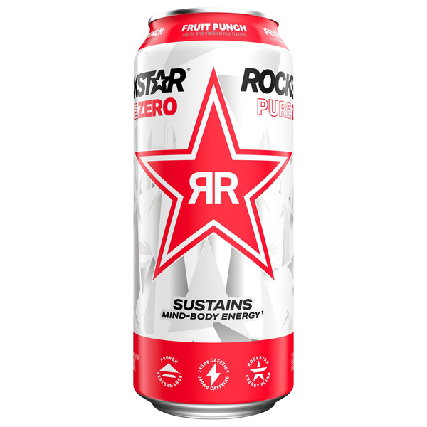 Rockstar Pure Zero Sugar Free Energy Drink Fruit Punch Same-Day