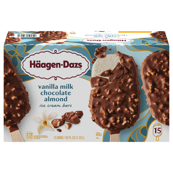 Haagen-Dazs Haagen Dazs Vanilla Milk Chocolate Almond Ice Cream Bars, 3 fl oz, 15-count