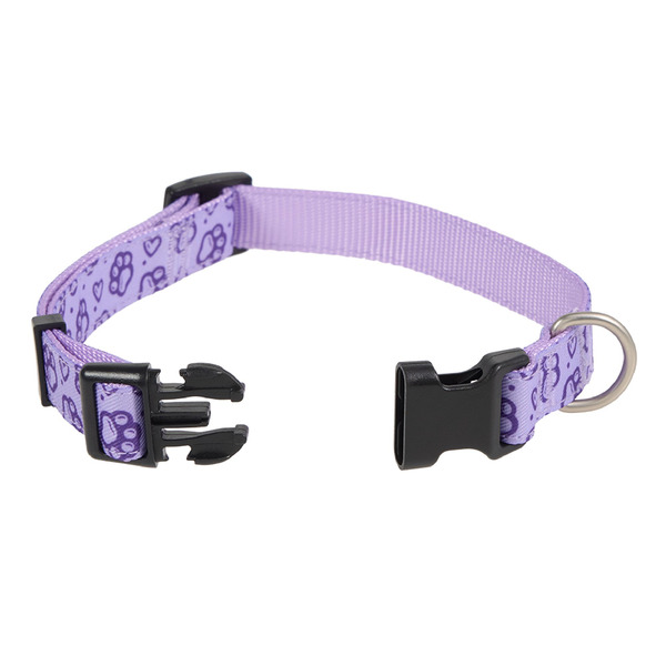 Top Paw Paw Print Dog Collar, Medium - Purple