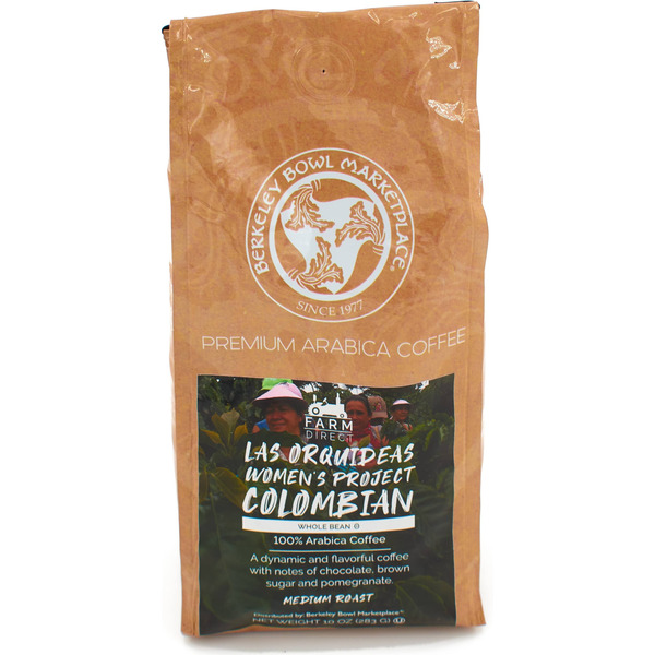 Berkeley Bowl Las Orquideas Women's Project Colombian Medium Roast Whole Bean Coffee