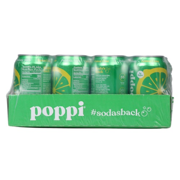 Poppi Lemon Lime Prebiotic Soda 12 Pack Same-Day Delivery or