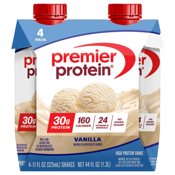 Premier Protein Shake Vanilla, 30g Protein, 11 Fl Oz, 4 Ct