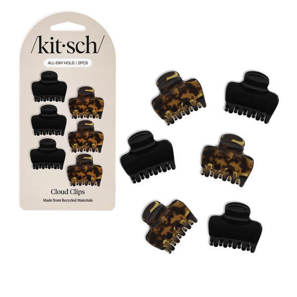 Kitsch Recycled Plastic Mini Puffy Claw Clips - Black & Tort