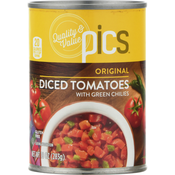 tomato出品 PICS Diced Tomatoes, with Green Chilies, Original Same-Day