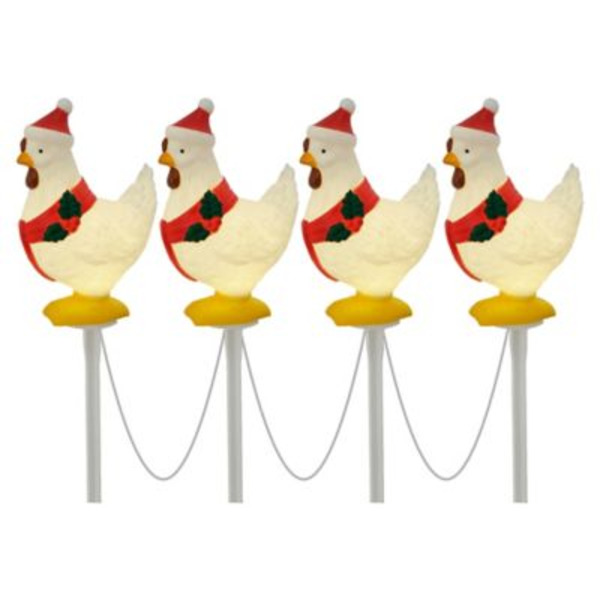 Red Shed Battery-Powered LED Blow Mold Christmas Hen Pathway Lights, Set of 4