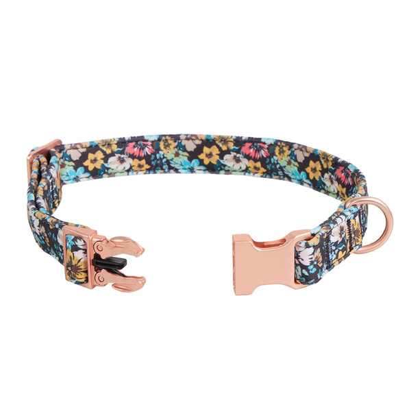 Top Paw Botanical Floral Dog Collar, Large - Black