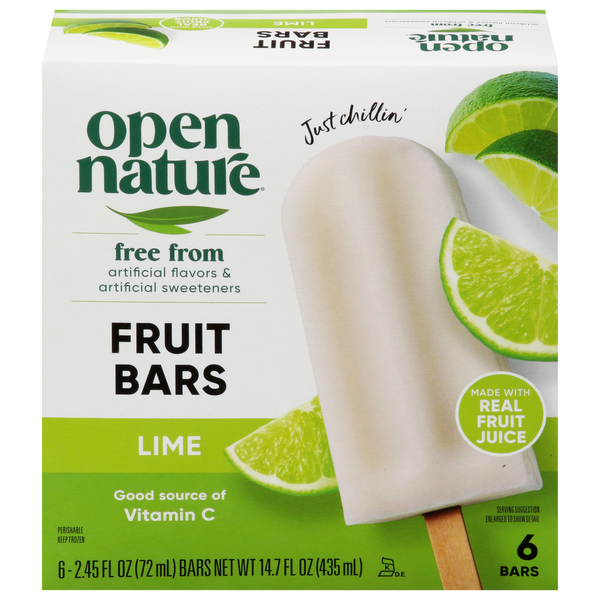 Open Nature Frozen Fruit Bars, Organic, Lime