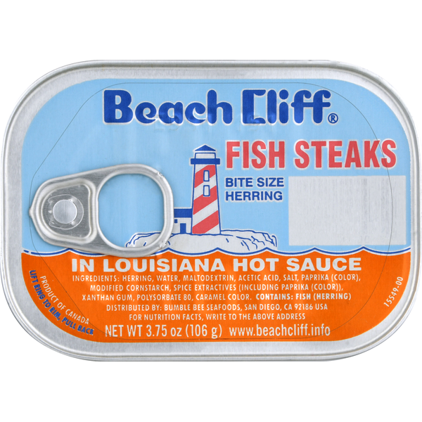 Beach Cliff Fish Steaks in Louisiana Hot Sauce, Bite Size Herring (3.75