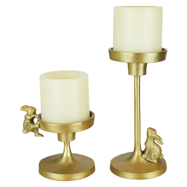 KIRKTON HOUSE 2pk Bunny Candle Holders - Gold Same-Day Delivery or