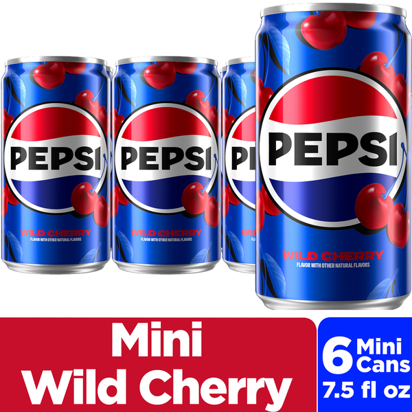 Pepsi Wild Cherry Cola Soda Pop Mini Cans Same-Day Delivery or