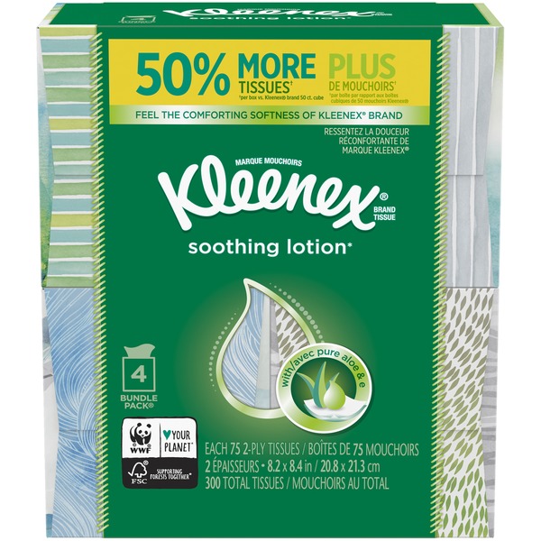 Kleenex Lotion Facial Tissues with Aloe & Vitamin E (4 ct) Instacart