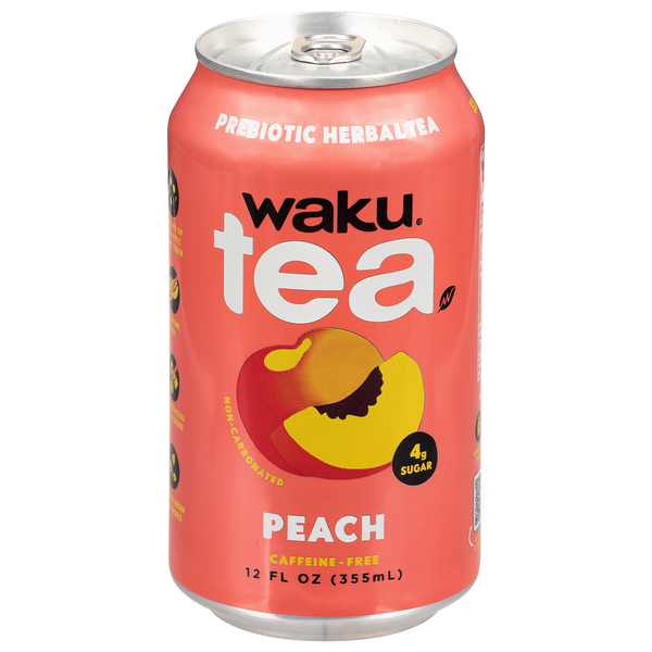 Waku Caffeine-Free Prebiotic Peach Herbal Tea Same-Day Delivery or