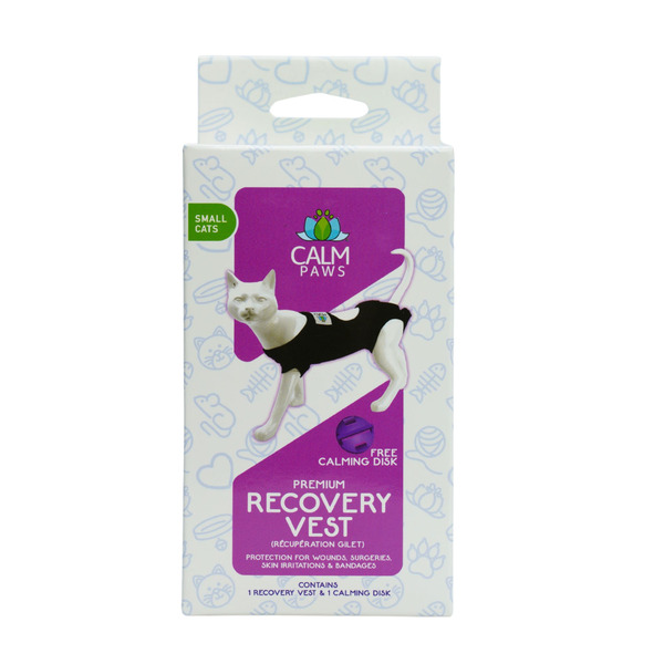 Calm Paws Cats' Calming Recovery Vest with Calming Disk, Small