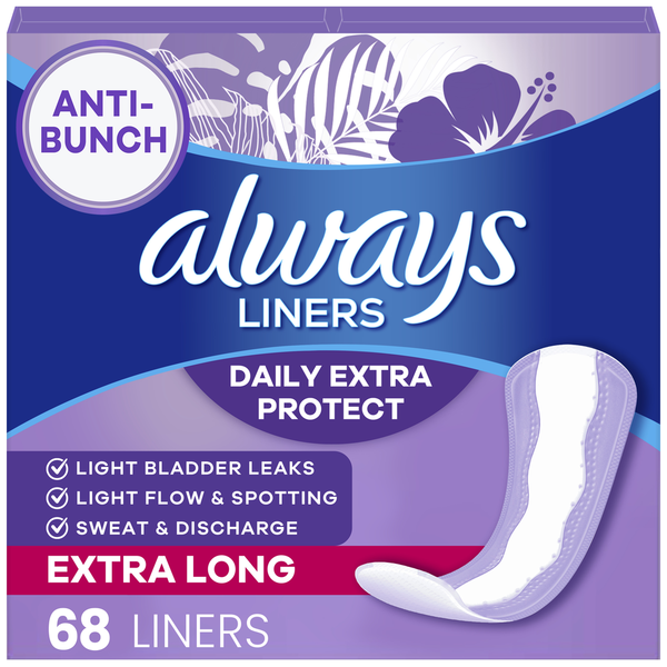 Always Daily Extra Protect Liners, Extra Long Length, Unscented