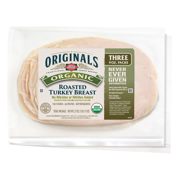 Organic Sliced Turkey, 3 x 9 oz