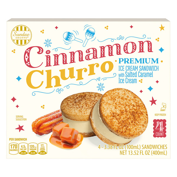 Sundae Shoppe Cinnamon Churro Ice Cream Sandwiches, 4 Count