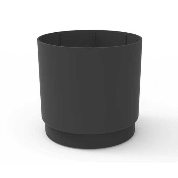 Vigoro Lilliana Large Black Plastic Round Planter With Drainage Holes (16.5 In. L X 15.6 In. W X 15 In. H)