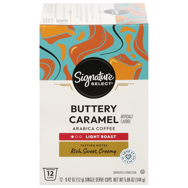 Signature SELECT Coffee, Arabica, Ground, Light Roast, Buttery Caramel, Single Serve Cups
