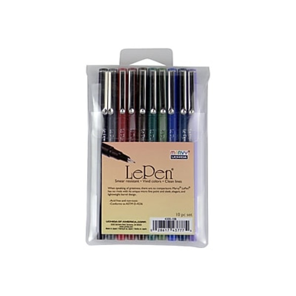 Marvy Uchida 430010B Set B LePen Assorted Inks Micro Fine Tip Permanent Marker
