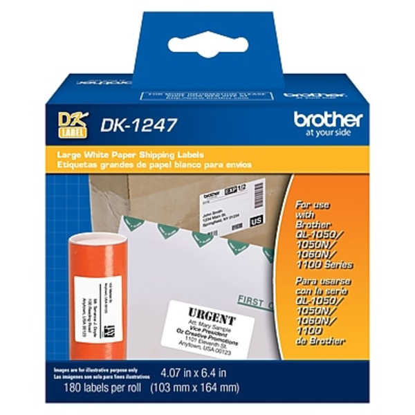 Brother Label Tape - Black on White - 4.07" x 6.4"