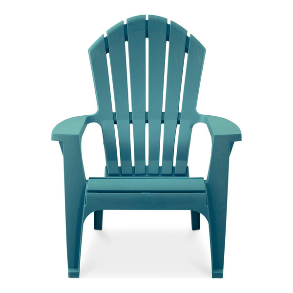 Adams Manufacturing RealComfort Stackable Teal Resin Frame Stationary Adirondack Chair with Solid Seat