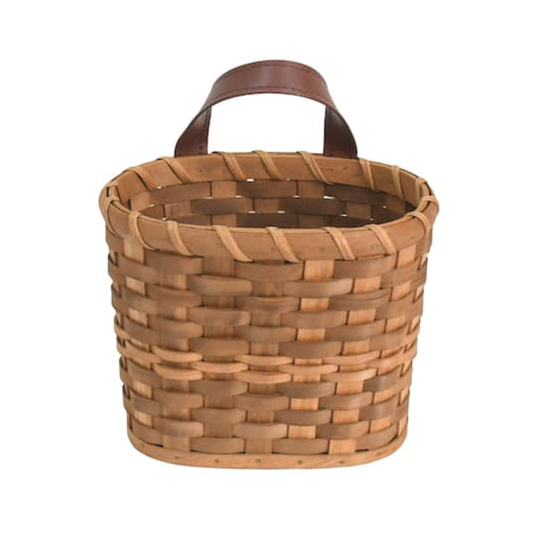Ashland Hanging Chipwood Basket with Faux Leather Handle
