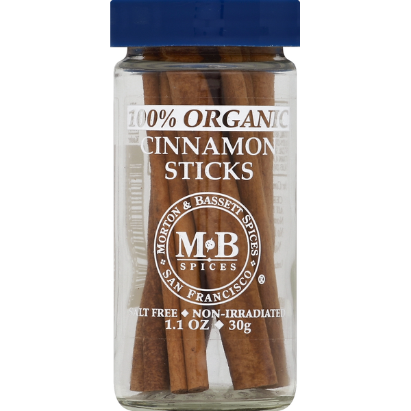 Morton & Bassett Spices Cinnamon, 100% Organic, Sticks
