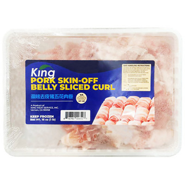 King Cheese Pork Belly Boneless Skin - Off Sliced Curl