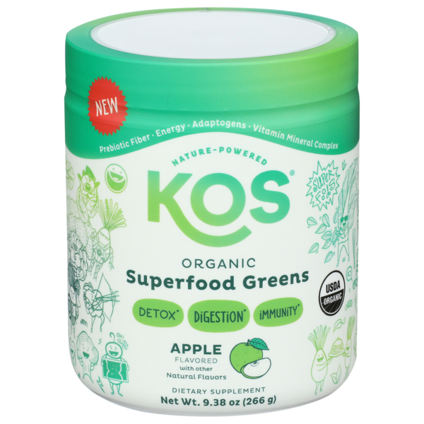 KOS, Inc. Organic Superfood Greens, Apple Flavored Same-Day