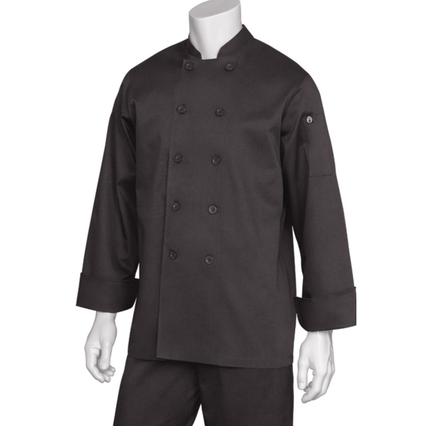 Chef Works - Bastille Chef Coat, 65/35 poly/cotton, black, XL
