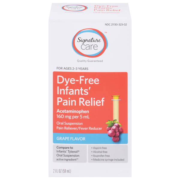 Signature Care Pain Relief, Infants', Dye-Free, Grape Flavor
