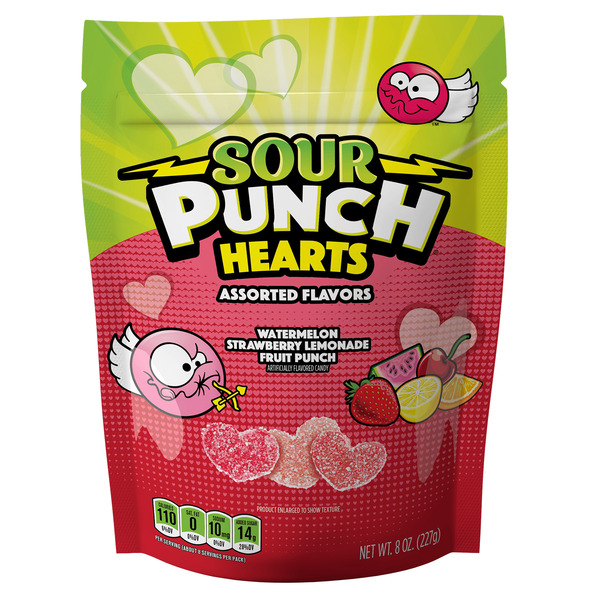 Sour Punch Valentine's Day Assorted Flavors Candy Hearts Same-Day