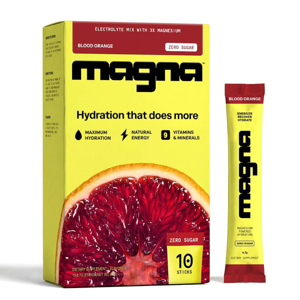 Magna Blood Orange Hydration Electrolyte Mix Powder Stick Pack Dietary Supplement, Vegan, Non-GMO, Sugar-Free, Gluten-Free, Magnesium 210mg
