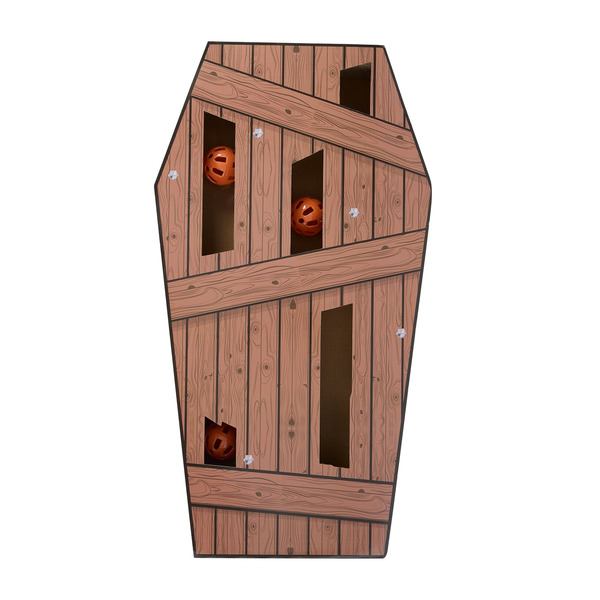Thrills & Chills Halloween Coffin Cat Scratch Toy - Brown