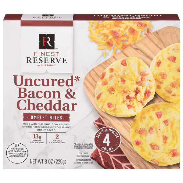 Finest Reserve Omelet Bites, Uncured Bacon & Cheddar