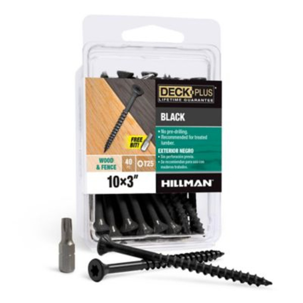 Hillman #10 x 3 in. Deck Plus Deck Screws, Black, 40-Pack