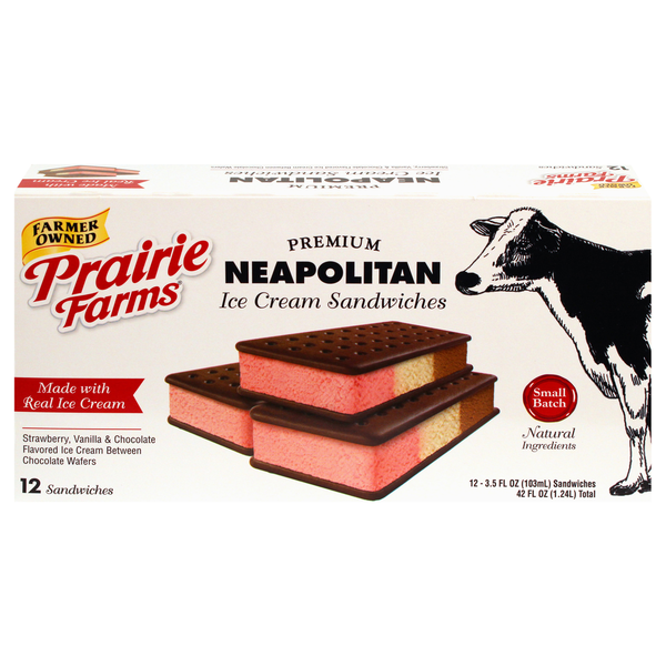 Prairie Farms Premium Neapolitan Ice Cream Sandwiches