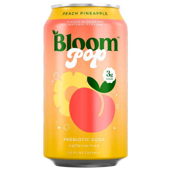 Bloom Pop Peach Pineapple Prebiotic Soda