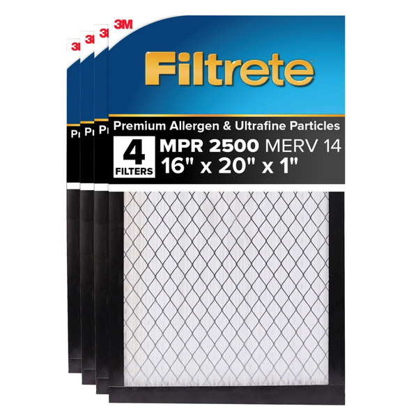 Filtrete Air Filter 1”, MPR 2500 MERV 14, High Performance Premium Allergen, Ultrafine Particles,