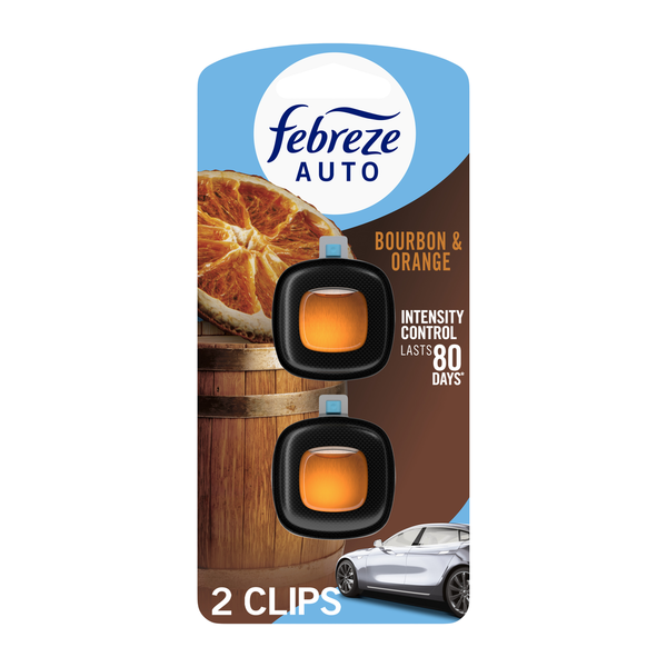 Febreze AUTO Air Freshener Automotive Vent Clip Bourbon & Orange