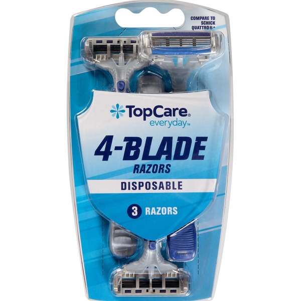 Top Care Razors, 4Blade, Disposable (3 ct) Instacart